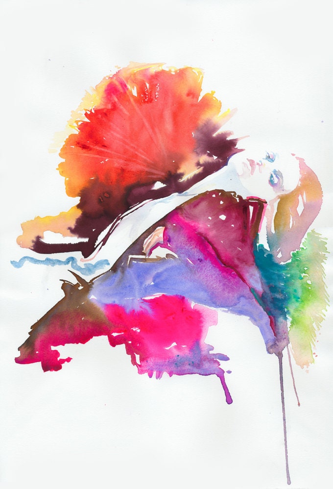 Fashion Illustration, Watercolour Painting of Vogue Model