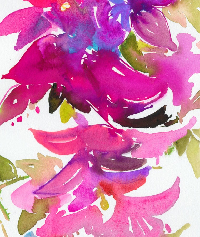 Watercolor Illustration - garden series - Bougainvillea impressions