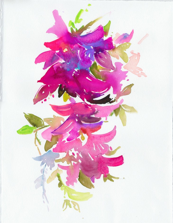 Watercolor Illustration - garden series - Bougainvillea impressions