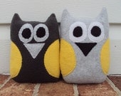 Gray and Yellow Tooth Pillow - Owl Tooth Fairy Pillow - Grey and Yellow Plush Owl