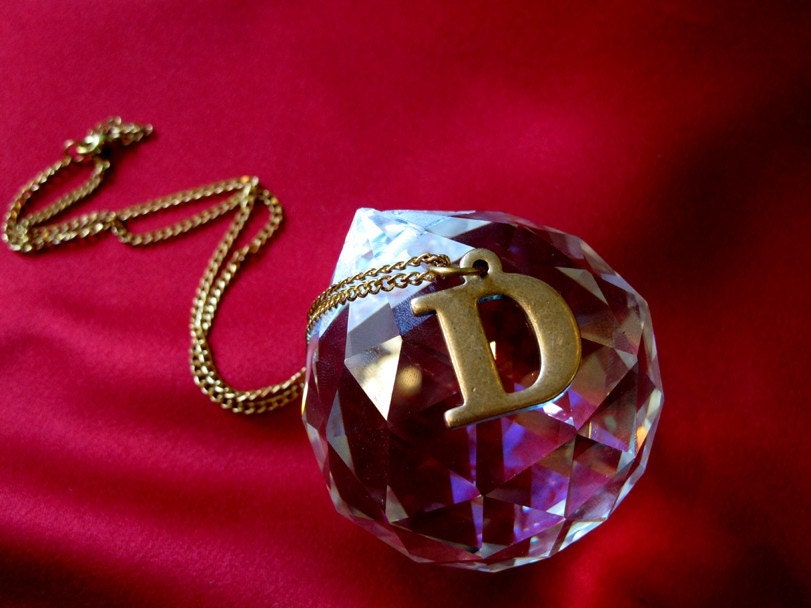 Vintage Brass D Initial Letter Necklace
