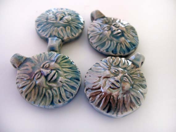 4 Raku Sun Pendants - RAK285