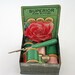 Vintage Sewing Supplies - Sewing Notions in a Tea Tin - Pink and Green Seamstress Gift