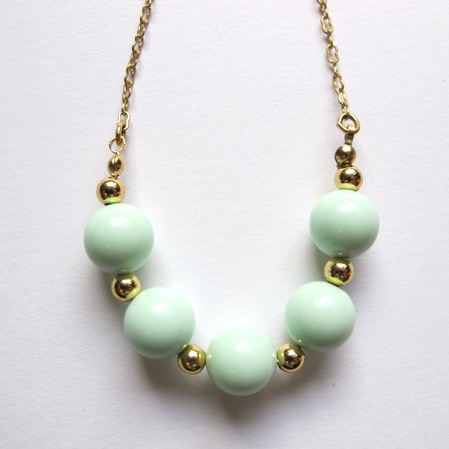 Seafoam Gold Beaded Necklace