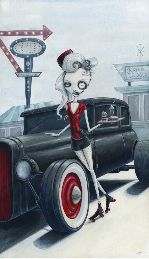 Car service at the Brain Burger Drive-in