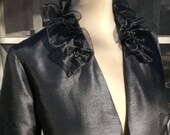 Jacket Bolero - Midnight Black Organza Trim - Bride