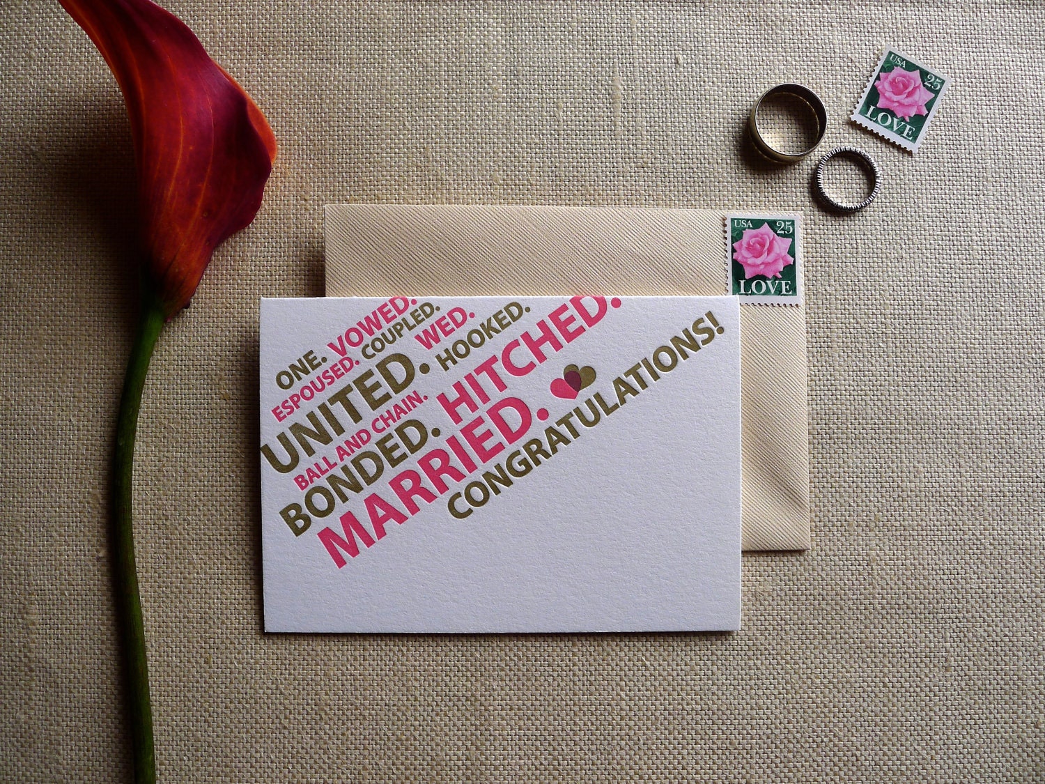 Married Word Cloud - Set of 4 Letterpress Cards
