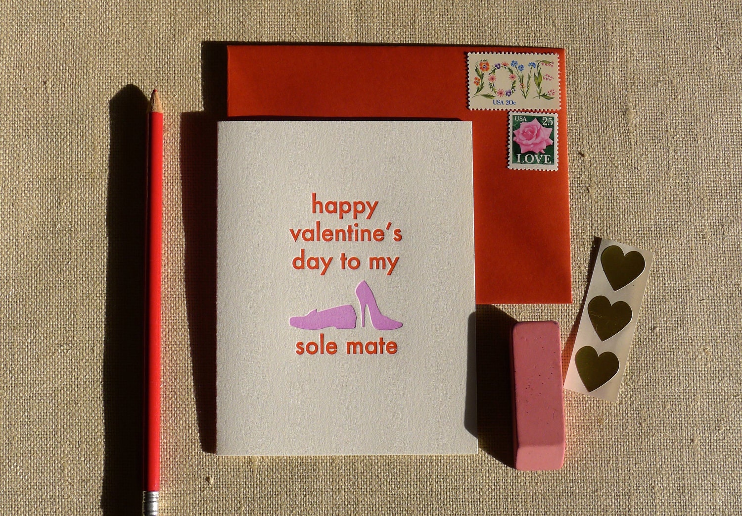 Happy Valentine's Day to my Sole Mate - Letterpress Valentine's Day Card