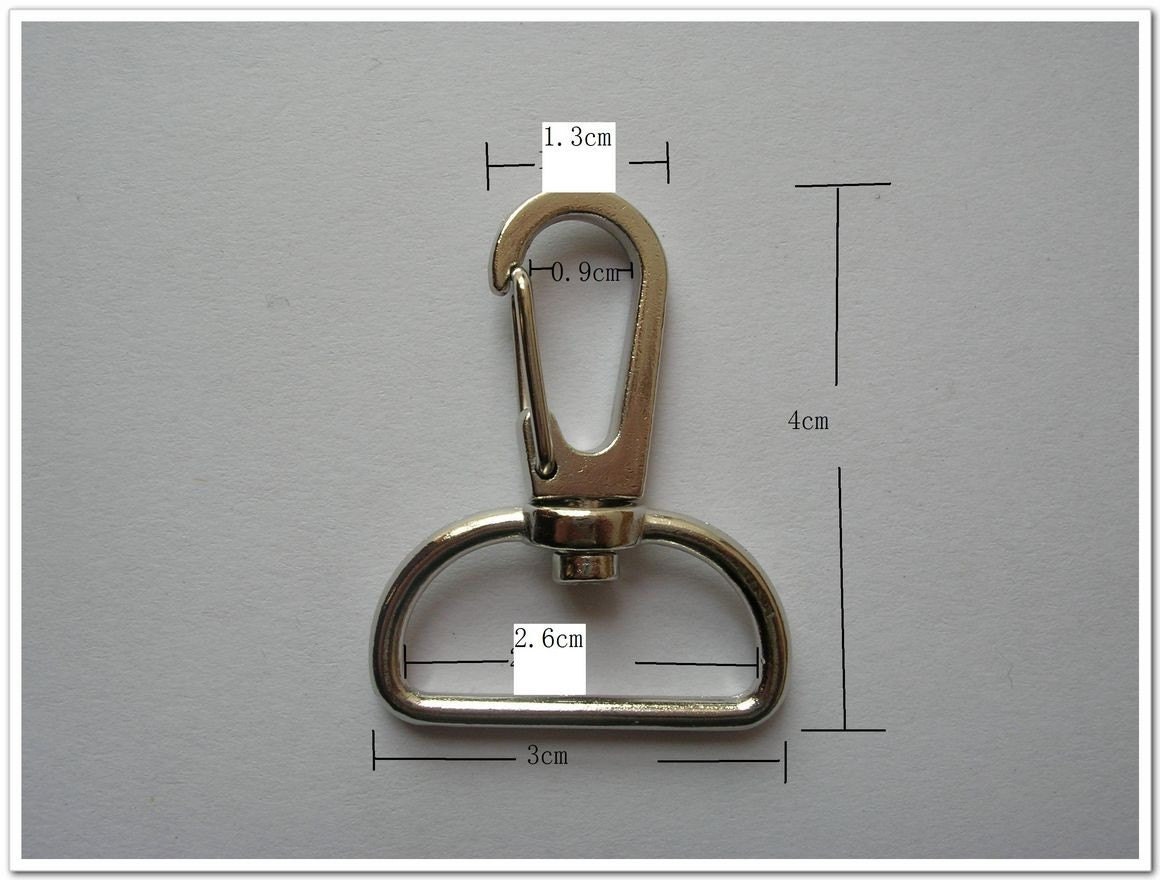 50pcs  4cm x 3cm (1" inside) alloy Spring Gate Hook Nickel swivel hooks swivel clasp hook(purse making accessories) purse making supplies
