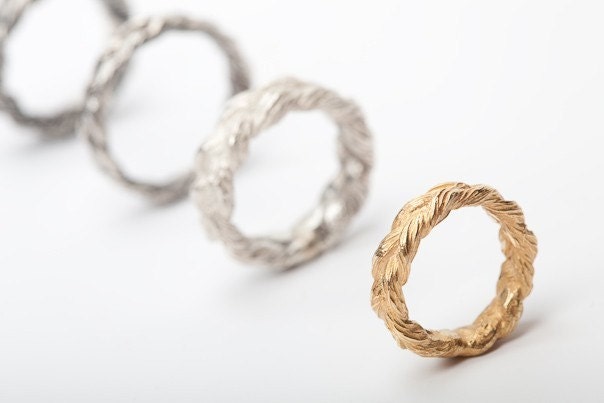 Sterling Silver Cast Human Hair Plait Ring