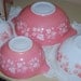 Vintage Pyrex Pink Gooseberry Stacking Batter Bowls