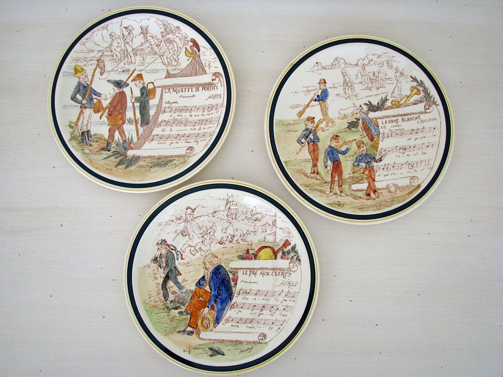 Vernon Kilns French reproduction opera plates, Vernon Kilns salad plate collectibles