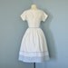 RESERVED FOR MICHELLE Vintage Cotton Dress...1960's Short White Embossed Cotton Lois Ann Jrs. Dress Blue Gingham and Eyelet Lace