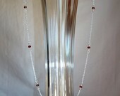 Tiny Faceted Garnet Deep Red Beads set in Delicate Sterling Silver Chain Feminine Necklace