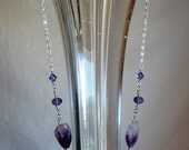 Absolutely Stunning Natural Amethyst Stones with Swarovski Crystals Set in Silver Chain and Findings Necklace