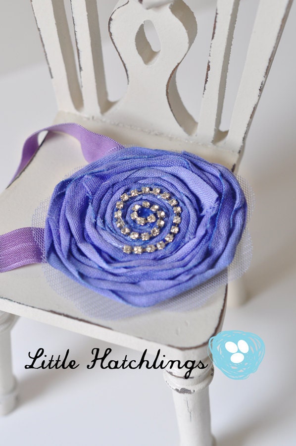 purple rhinestones flower headband hairband hair clip girls infant toddlers baby weddings photo props photography