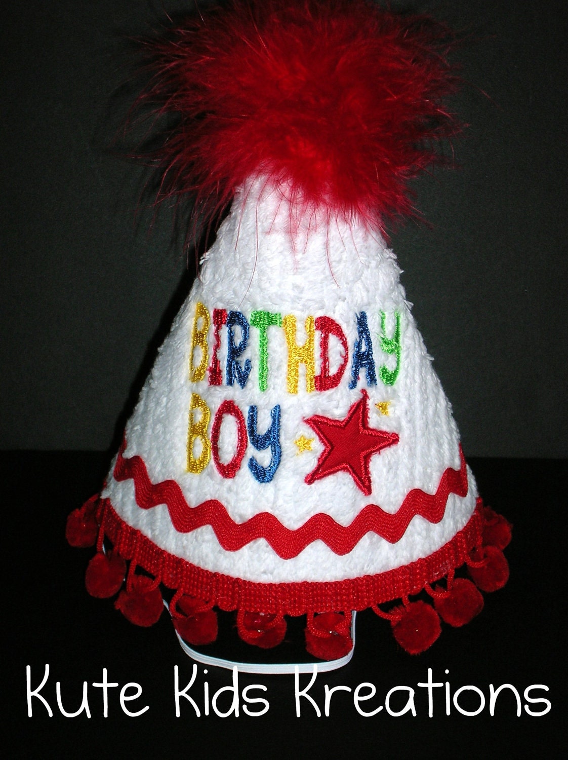 BIRTHDAY BOY Bib and Hat Set, Embroidered "Birthday Boy" and Star Applique, Ready to Ship