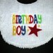 BIRTHDAY BOY Bib and Hat Set, Embroidered "Birthday Boy" and Star Applique, Ready to Ship