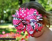 Hot Pink Minnie Dot Zebra Over-the-top Hair Bow