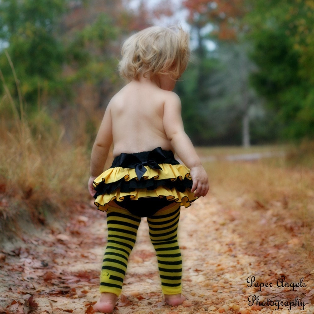 GIRLS Bumble Bee FULL Ruffled Bottom Bloomer 2t, 3t, 4t