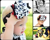 Red, White, and Black Cow Print Bow (Large Boutique with Spikes)