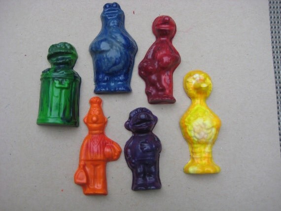 Sesame Street Recyled Crayons Set of 6 by HippoInk on Etsy
