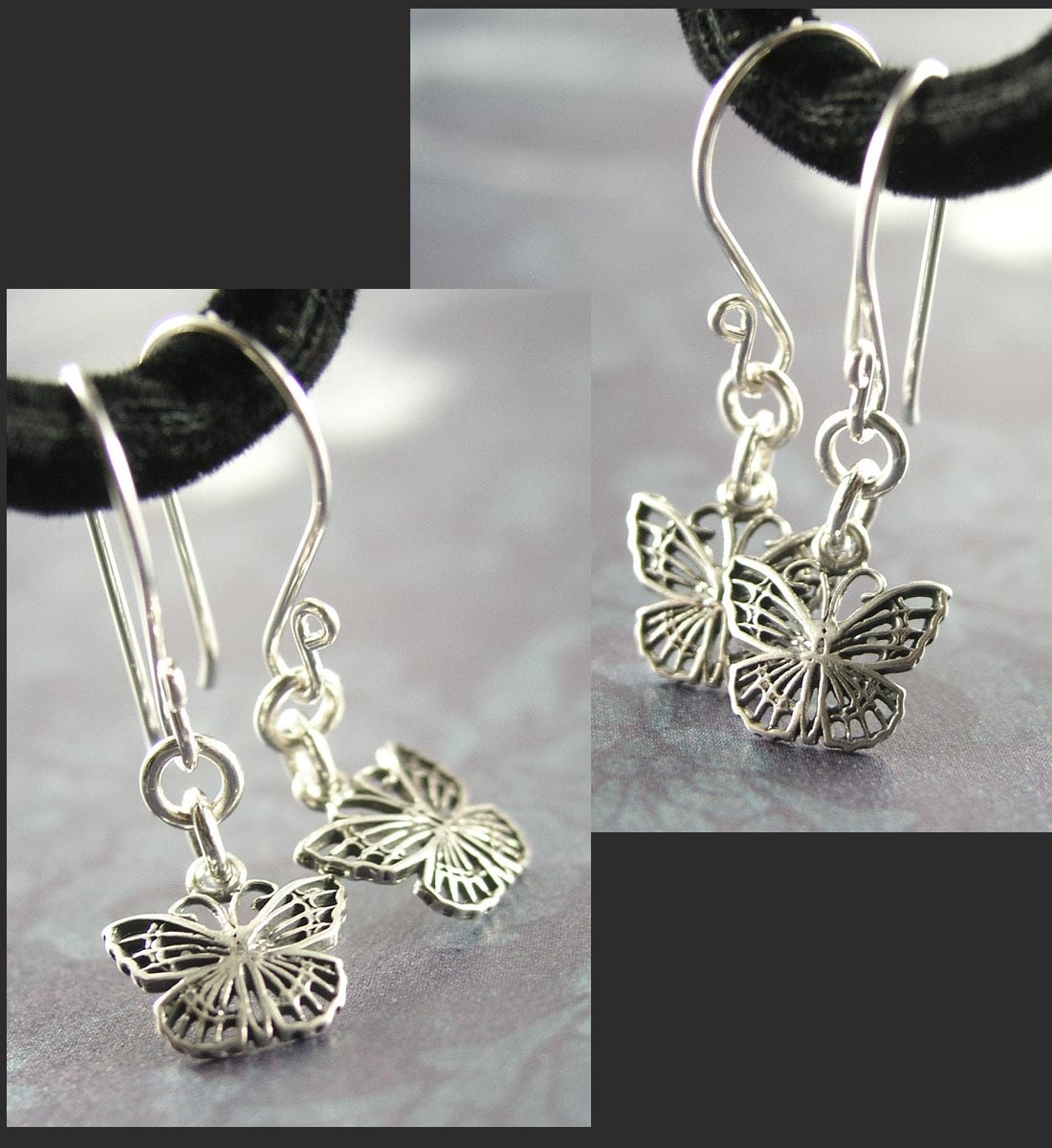 Butterfly Earrings Sterling Silver Butterfly Earrings Butterfly Charm Earrings Silver Filigree Butterfly