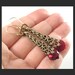 Ruby Earrings Swarovski Ruby Pink Crystal Earrings Victorian Filigree Antique Brass Earrings Raspberry Fuchsia