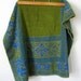 Large Vintage Bath Towel, Reversible Blue and Avocado Terry Cloth