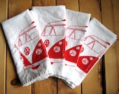 Screen Printed Organic Cotton VW Cloth Napkins - Eco Friendly and Awesome Dinner Napkins for Everyday Use - Washable and Reusable