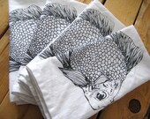Screen Printed Organic Cotton Cloth Napkins  - Eco Friendly Goldfish Dinner Napkins