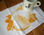 Screen Printed Organic Cotton Citrus Cloth Napkins - Eco Friendly Dinner Napkins - Washable and Reusable