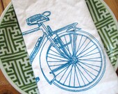 Screen Printed Organic Cotton Bicycle Cloth Napkins - Eco Friendly Dinner Napkins