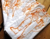 Screen Printed Organic Cotton Cloth Napkins - Eco Friendly Deep Sea Diver Dinner Napkins