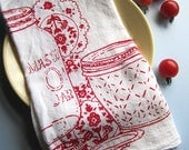 Screen Printed Organic Cotton Mason Jar Kitchen Flour Sack Tea Towel - Great for dishes