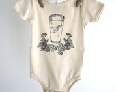 Organic Cotton Onesie - Hand Screen Printed American Apparel Baby Onesie - Cheers Illustration - Eco Friendly and Awesome (You pick size)