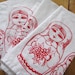 Screen Printed Organic Cotton Cloth Napkins - Eco Friendly Nesting Dolls Dinner Napkins