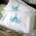 Screen Printed Octopus Pillow Cases - Set of 2 Standard Sized Pillow Covers - Eco Friendly Bedding
