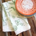 Screen Printed Organic Cotton Kitchen Flour Sack Tea Towel - Eco Friendly and Awesome dish towel - Green Thumb Gardening Tools Illustration
