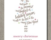 Personalized Holiday Card - Holiday Greetings Tree - Set of 12 flat cards Il_170x135