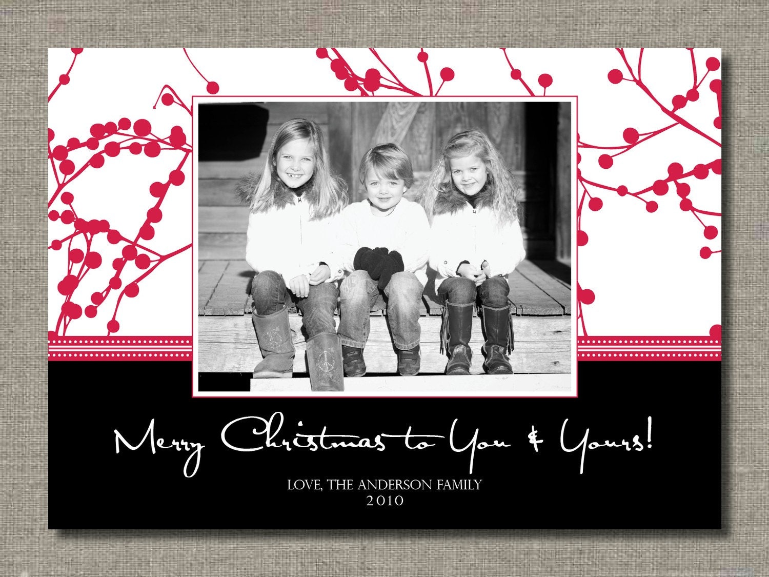 Holiday Photo Card - Printable - Holiday Berries by Flair Designery Il_570xn