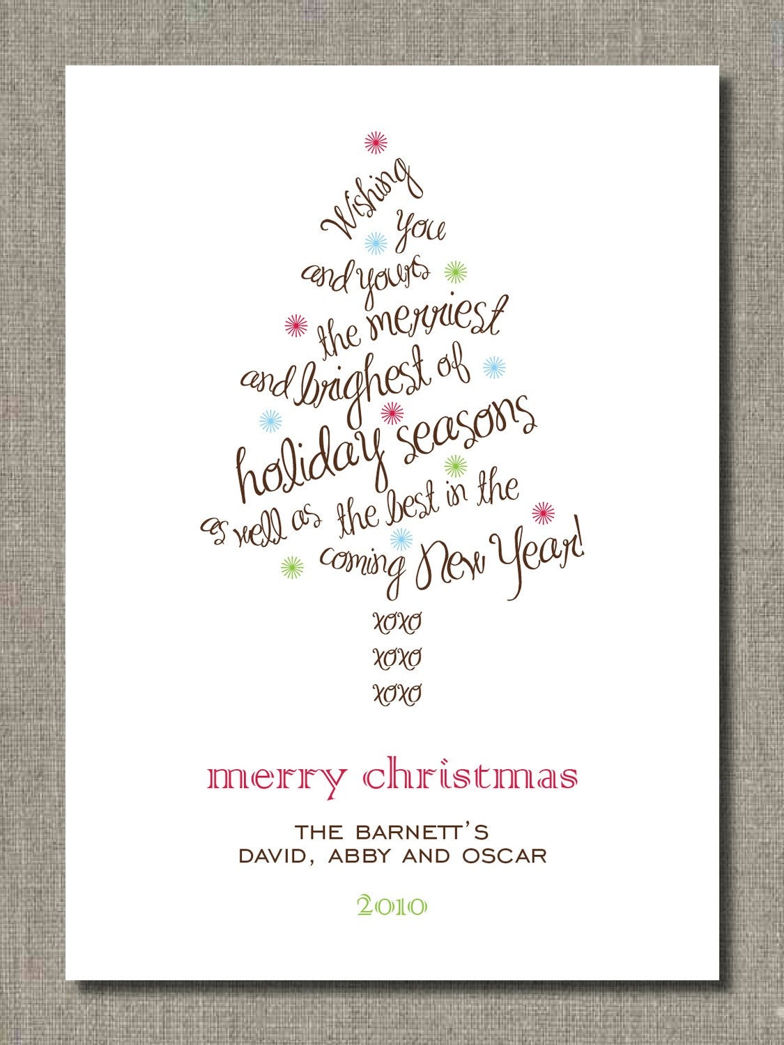 Personalized Holiday Card - Holiday Greetings Tree - Set of 12 flat cards Il_570xn