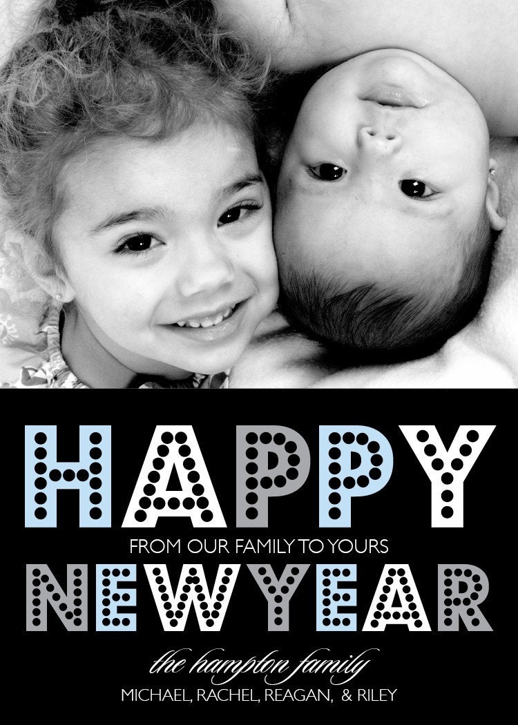 Holiday Photo Card - Set of 50 Photo Cards - New Years Wishes by Flair Designery Il_570xn