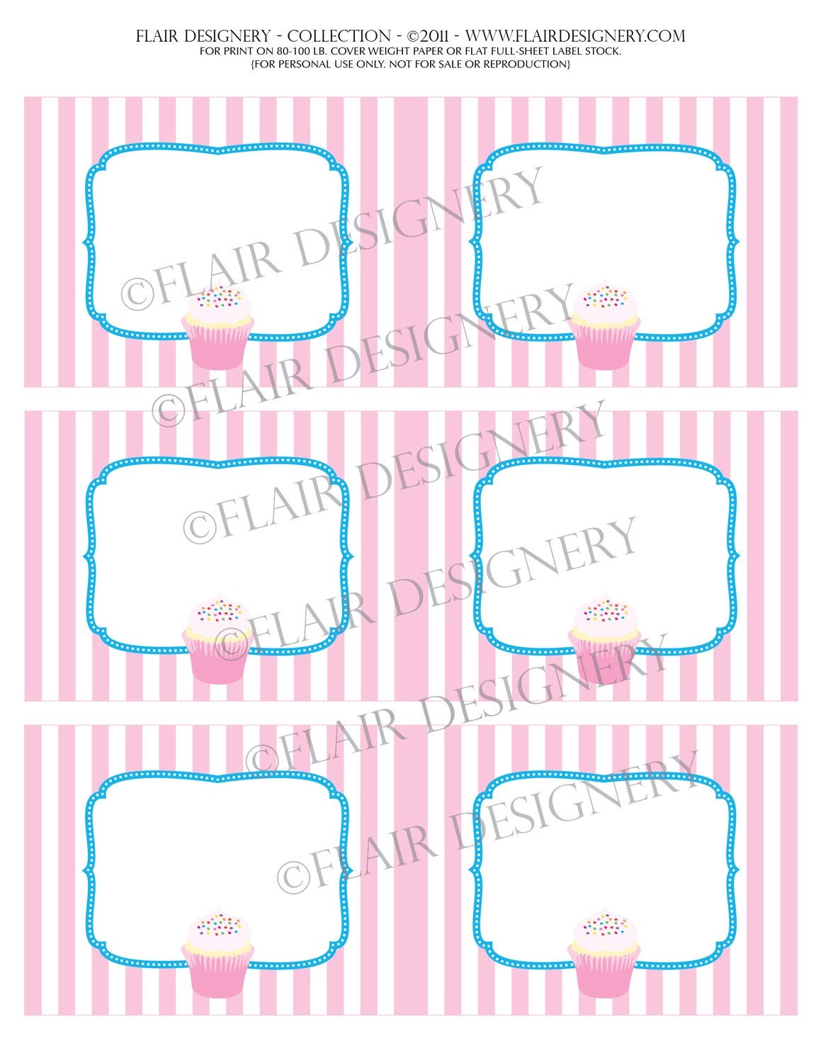 Printable Personalized Label, Tag, Sticker - Cupcake Party - by Flair Designery Il_570xn