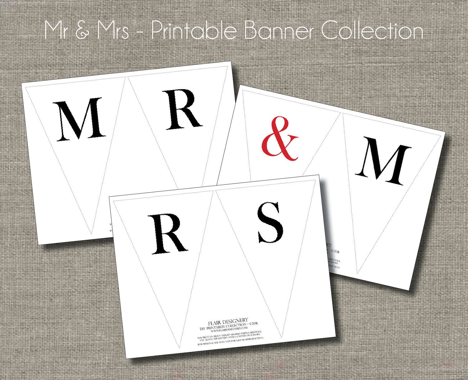 Printable MR and MRS BANNER - Table Sign, Treat Sign, Table Menu, Candy Buffet or Guest Book Sign by Flair Designery Il_570xn
