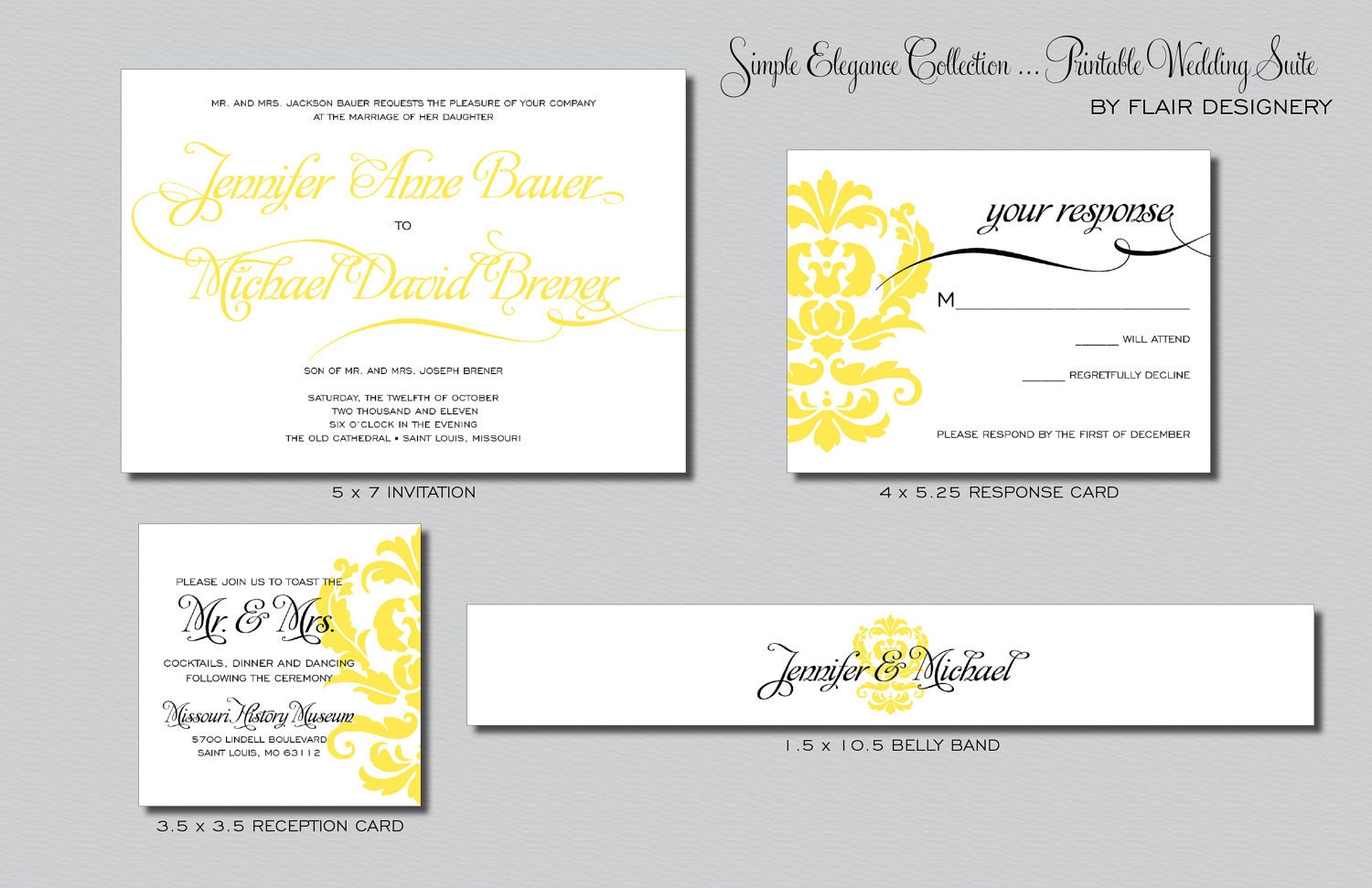 Simple Elegance Collection - Printable Wedding Invitation Suite - by Flair Designery Il_570xn