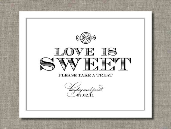 LOVE IS SWEET - Printable Wedding Poster, Table Sign or Guest Book Sign by Flair Designery Il_570xn