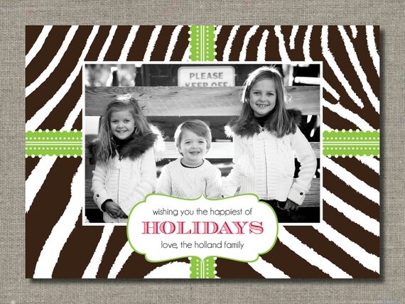 Holiday Photo Card - Set of 50 Cards - Zebra Greetings by Flair Designery Il_570xn
