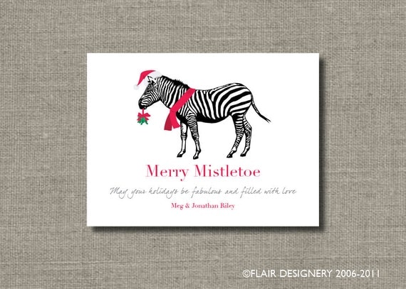 Holiday Sticker or Gift Tag - Personalized Set of 24 - Zebra Mistletoe by Flair Designery Il_570xn