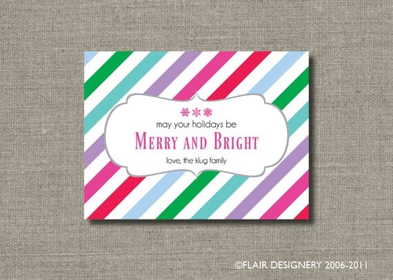 Holiday Sticker or Gift Tag - Set of 24 - Personalized Bright and Merry by Flair Designery Il_570xn